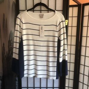 Chicos striped sweater. New with Tags. Size 2p. 2